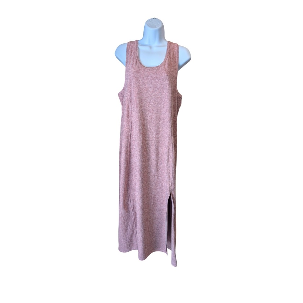 Fabletics Womens Sleeveless Racerback Midi Dress Small Pink Heathered Side Slit